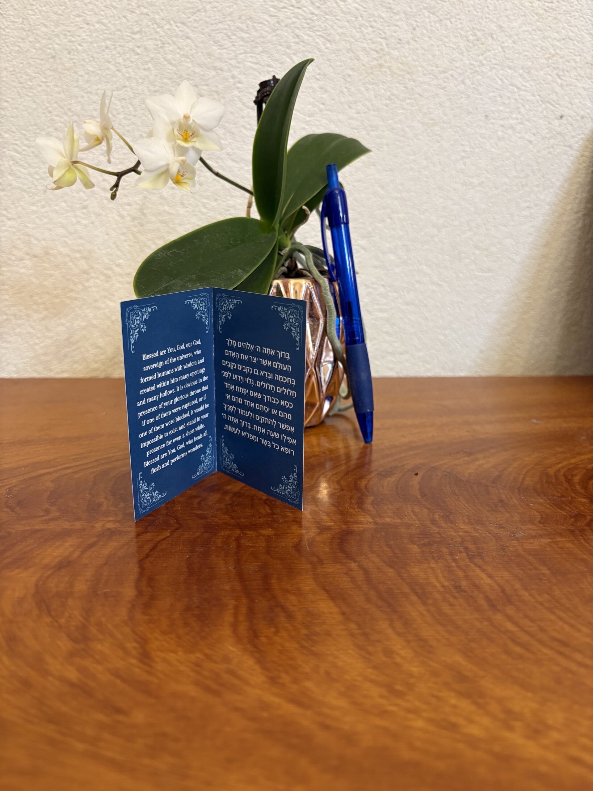 Asher Yatzar Pocket-sized Card (Elegant Blue) Ashkenaz 5 Pack - Image 2